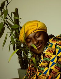 a man wearing a yellow turban